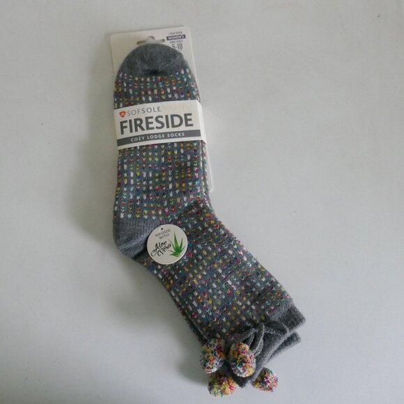NWT Sofsole fireside cozy lodge socks gray multi chevron women's shoe size 5-10 - Picture 1 of 4